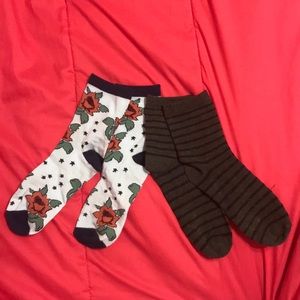 Rose Socks and Black Striped Socks